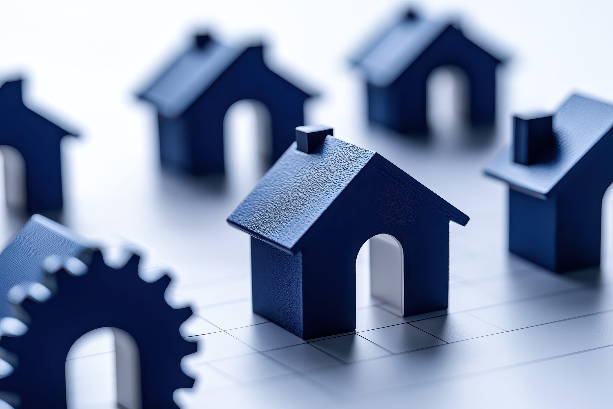 Blue Houses and a Gear signifying the iFinder system